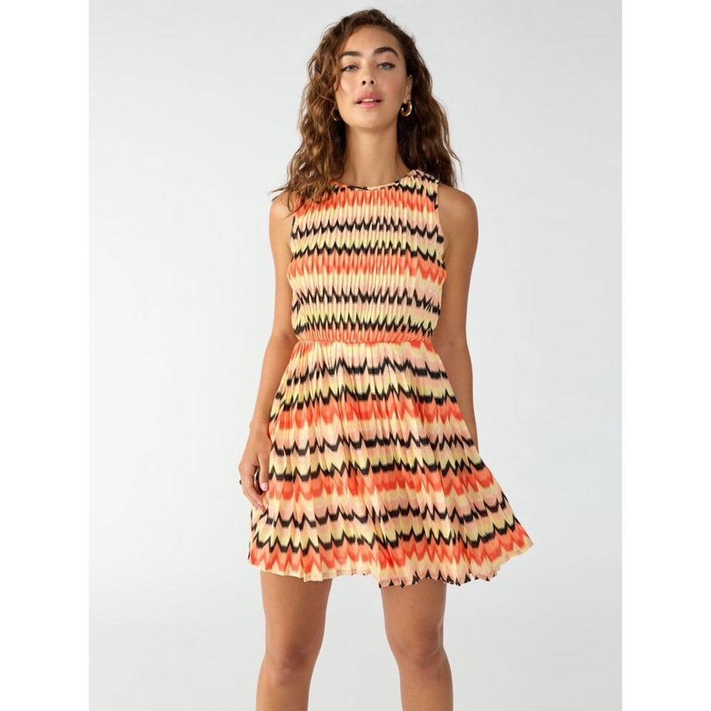 Sanctuary Citrus Stripe mini sleeveless dress XL‎ knit fall orange yellow black